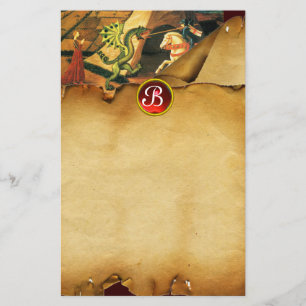 PRINCESS ST.GEORGE DRAGON,Monogramm des Pergament- Briefpapier