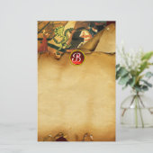 PRINCESS ST.GEORGE DRAGON,Monogramm des Pergament- Briefpapier (Stehend Vorderseite)