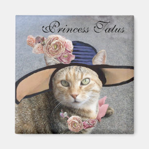 PRINCESS-STATUS/ELEGANTE KATZE,GROSSE DIVA-HAT UND MAGNET