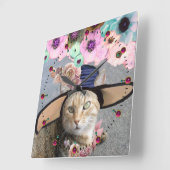 PRINCESS-STATUS/ELEGANTE KATZE,GROSSE DIVA-HAT UND QUADRATISCHE WANDUHR (Winkel)
