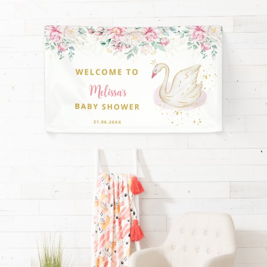Princess Swan Baby Dusche Empfang Banner (Insitu)