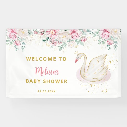 Princess Swan Baby Dusche Empfang Banner (Horizontal)