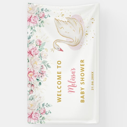Princess Swan Baby Dusche Empfang Banner (Vertikal)