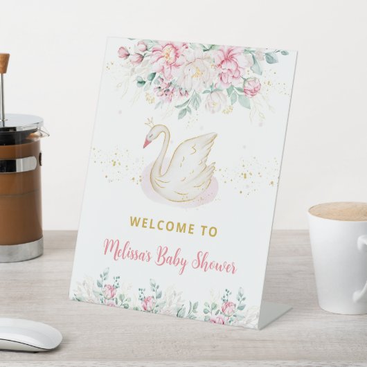 Princess Swan Baby Dusche Empfang Sockelschild (In SItu)