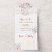 Princess Swan Baby Shower All In One Einladung (Innen Boden)