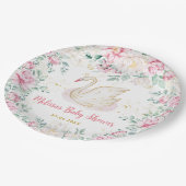 Princess Swan Baby Shower Pappteller (Schrägansicht)