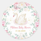 Princess Swan Baby Shower Runder Aufkleber (Vorderseite)