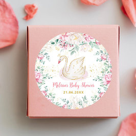 Princess Swan Baby Shower Runder Aufkleber