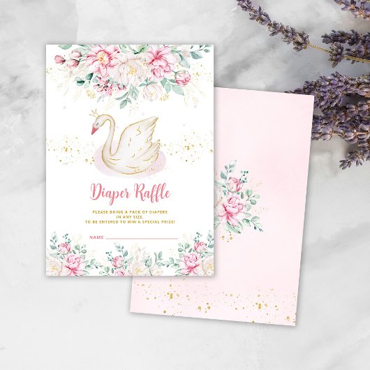 Princess Swan Diaper Raffle Enclosure Card Begleitkarte