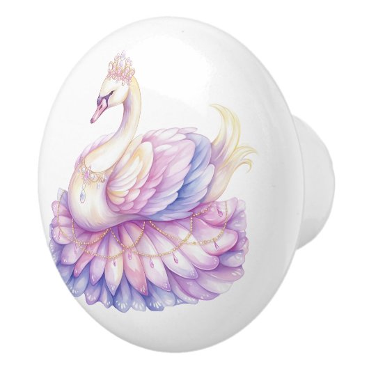 Princess Swan Girl's Keramik Knob Keramikknauf (Rechts)