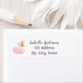 Princess swan pink girl return address (Insitu)
