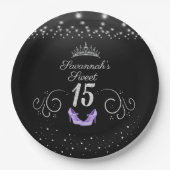 Princess Sweet 15 String Lights Lavender Shoes Pappteller (Vorderseite)