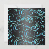 Princess Sweet 16 Blue & Black Birthday Einladung (Rückseite)