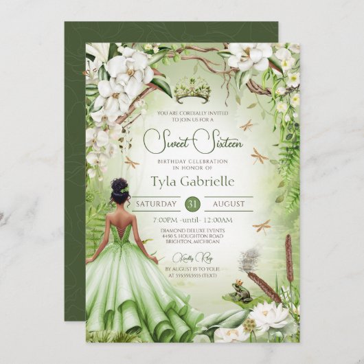 Princess Sweet 16 Frog Prince Birthday Einladung (Vorne/Hinten)