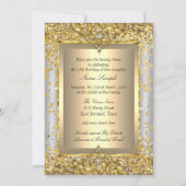 Princess Sweet 16 Gold Silver Gray Party Einladung (Rückseite)