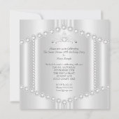 Princess Sweet 16 Party Silver White Diamond Trim Einladung (Rückseite)