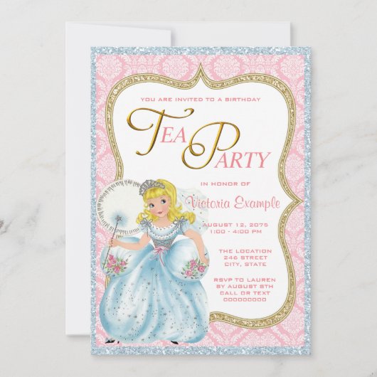 Princess Tea Party Einladung (Vorderseite)