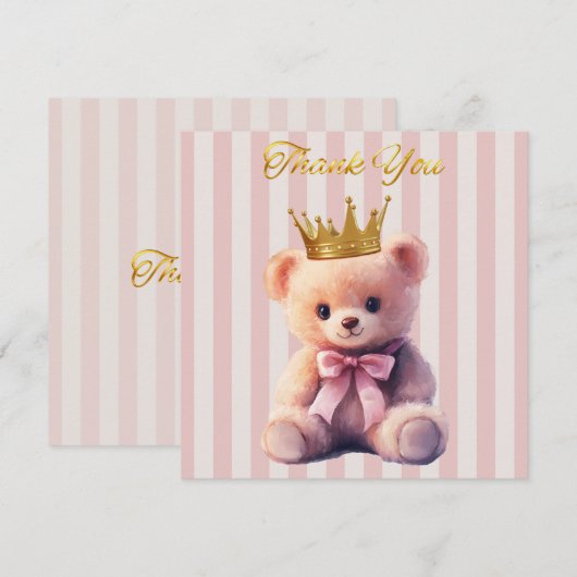 Princess Teddy Bear Thank you Dankeskarte (Vorne/Hinten)