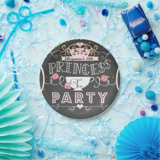 Princess Tee Party Chalkboard Geburtstag Pappteller (Party)