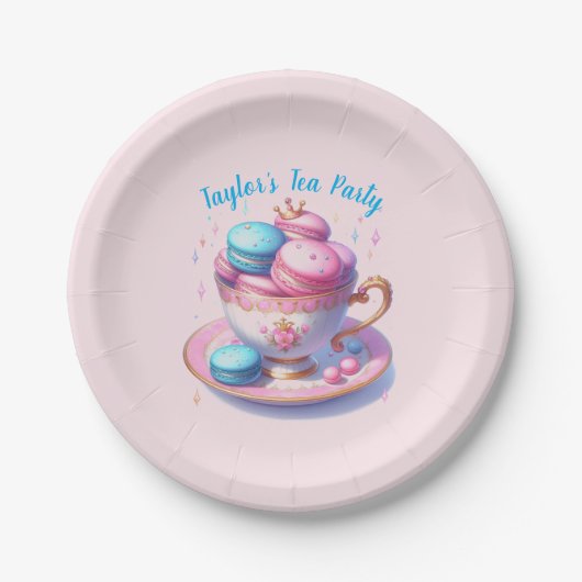 Princess Tee Party mit Macaroons Pappteller (Vorderseite)