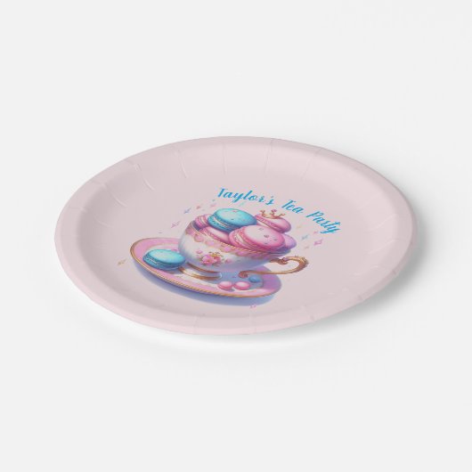 Princess Tee Party mit Macaroons Pappteller (Schrägansicht)