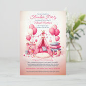 Princess Teepee & Pillows - Geburtstagsparty Einladung (Stehend Vorderseite)