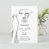 Princess & The Frog - B&W - Brautparty Einladung (Stehend Vorderseite)