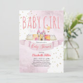 Princess Theme Kinderdusche Einladung (Stehend Vorderseite)