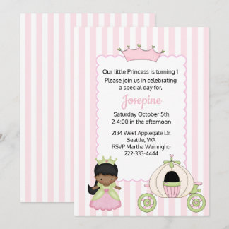 Princess Themed Baby Girl zum ersten Geburtstag Einladung