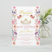 Princess Themed Birds und Tiara Baby Shower Einladung (Stehend Vorderseite)