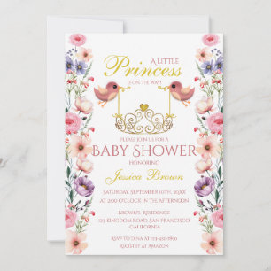 Princess Themed Birds und Tiara Baby Shower Einladung