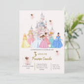 Princess Third Birthday Invitation at Her Castle Einladung (Stehend Vorderseite)