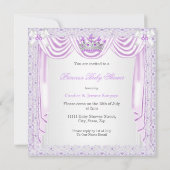 Princess Tiara Baby Dusche Lilac Cradle Satin Spit Einladung (Rückseite)