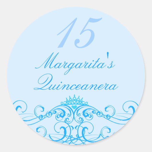 Princess Tiara Blue Quinceanera Sticker (Vorderseite)