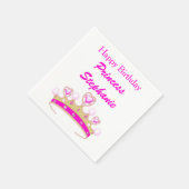 Princess Tiara Crown Pink Happy Birthday Girly Serviette (Ecke)