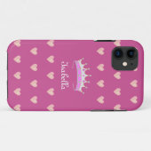 Princess Tiara Crown & Pink Hearts on Rose Gold Case-Mate iPhone Hülle (Rückseite (Horizontal))