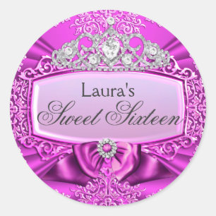 Princess Tiara & Damask Sweet Sixteen Aufkleber