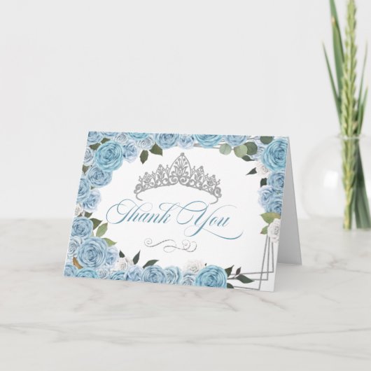Princess Tiara Light Blue Rose Dankeskarte (Vorderseite)