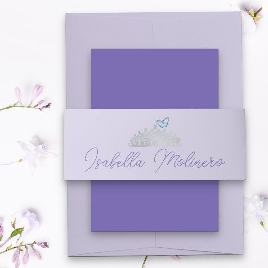 Princess Tiara Light Lila und silber Einladungsbanderole
