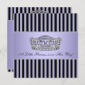 Princess Tiara Lila Black Baby Girl Dusche Einladung (Vorne/Hinten)