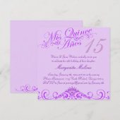 Princess Tiara Lila Quinceanera Einladung (Vorne/Hinten)