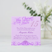 Princess Tiara Lila Quinceanera Einladung (Stehend Vorderseite)