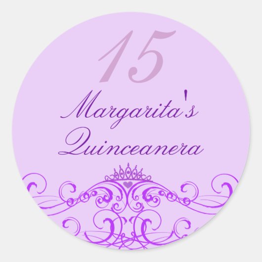Princess Tiara Lila Quinceanera Sticker (Vorderseite)