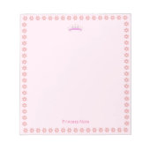 Princess Tiara & Pink Blume auf Simple Notizblock (Vorderseite)