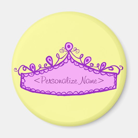Princess Tiara Pink Crown Individuelle Name Magnet (Vorne)