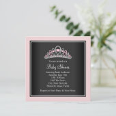 Princess Tiara Pink Princess Baby Dusche Einladung (Stehend Vorderseite)