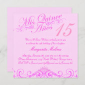 Princess Tiara Pink Quinceanera Einladung (Vorne/Hinten)