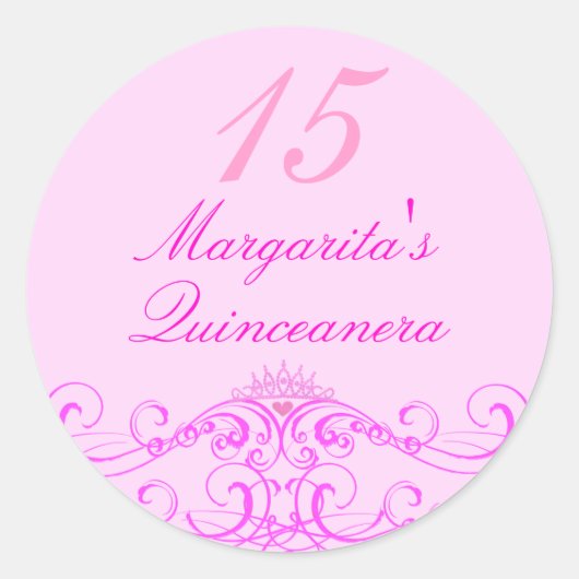 Princess Tiara Pink Quinceanera Sticker (Vorderseite)