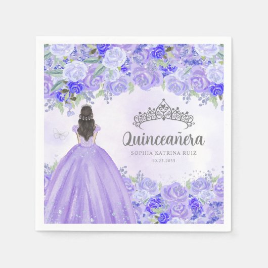 Princess Tiara Quinceanera, Lila Blumenkleid Serviette (Vorderseite)