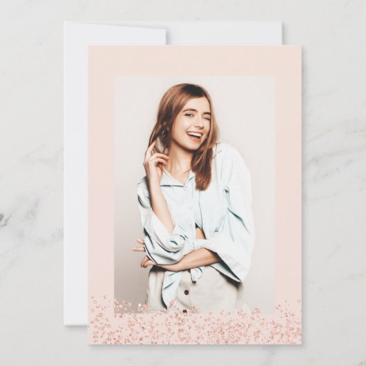 Princess Tiara Rose Gold Glitzer Foto Sweet 16 Einladung (Rückseite)